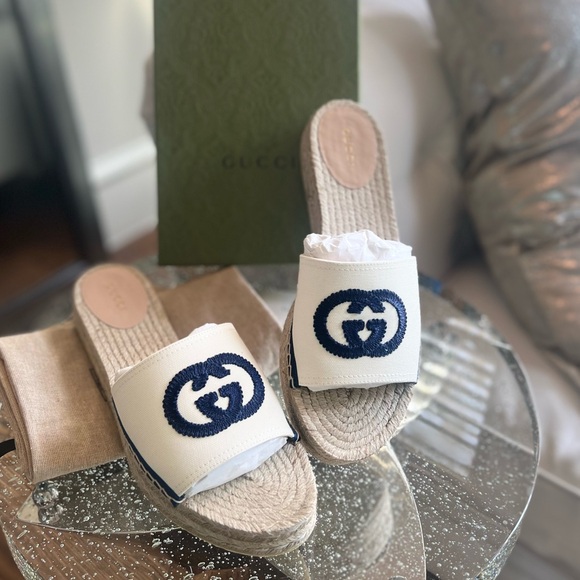 NWB Gucci Interlocking GG Canvas Slip-On Slide Sandals 40 725832 - Picture 2 of 6